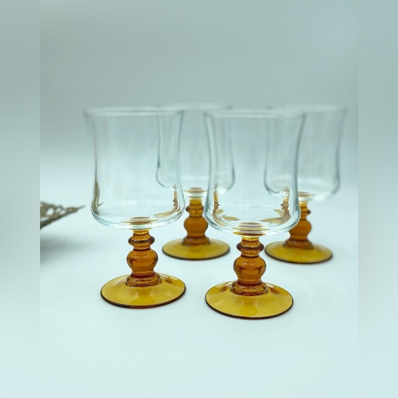 French Amber Stem Glassware - Picture 4 of 6